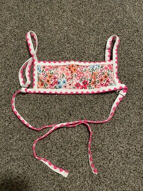 Floral Pink Ribbon Bikini Top